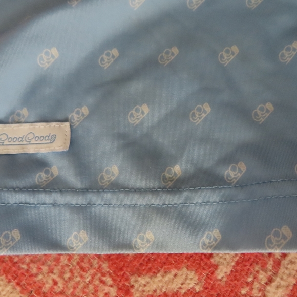 Good Good Polo Shirt Mens Large blue All Over Print Performance Stretch Logo - Picture 2 of 7